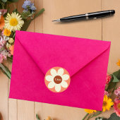 Retro Daisy Flower Boho Bruiloft Initialen Ronde Sticker