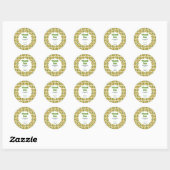 Retro Daisy Flower Checkered Green Bedankt Ronde Sticker (Vel)