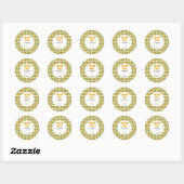 Retro Daisy Flower Checkered Verjaardag Bedankt Ronde Sticker (Vel)