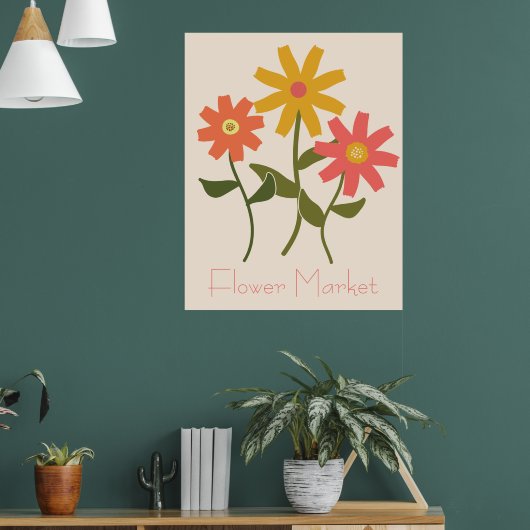 Retro Daisy Flower Market Poster (Woonkamer 1)
