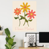 Retro Daisy Flower Market Poster (Thuiskantoor)