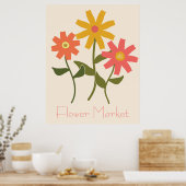 Retro Daisy Flower Market Poster (Keuken)