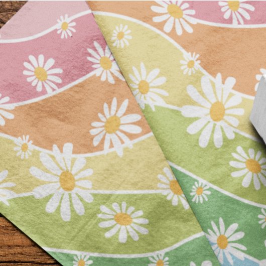 Retro Daisy Flower Pastel Stripes Tissuepapier