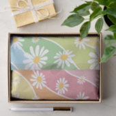 Retro Daisy Flower Pastel Stripes Tissuepapier (Geschenk)