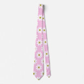 Retro Daisy Flower Pattern in roze Stropdas (Voorkant)