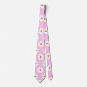 Retro Daisy Flower Pattern in roze Stropdas
