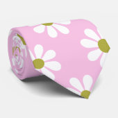 Retro Daisy Flower Pattern in roze Stropdas (Opgerold)
