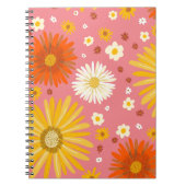 Retro Daisy Flower Pattern Notitieboek (Voorkant)