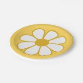 Retro Daisy Flower Single in mosterdgeel Papieren Bordje (Gekanteld)