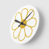 Retro Daisy Flower Single in mosterdgeel Ronde Klok (Hoek)