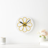 Retro Daisy Flower Single in mosterdgeel Ronde Klok (Huis)