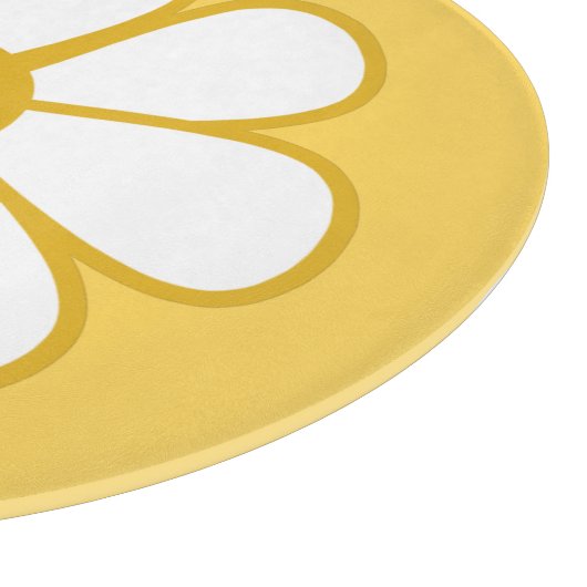 Retro Daisy Flower Single in mosterdgeel Snijplank (Hoek)