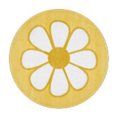 Retro Daisy Flower Single in mosterdgeel Snijplank (Voorkant)