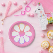 Retro Daisy Flower Single in Roze gradiënt Papieren Bordje (Feest)