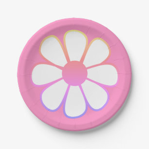 Retro Daisy Flower Single in Roze gradiënt Papieren Bordje