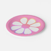 Retro Daisy Flower Single in Roze gradiënt Papieren Bordje (Gekanteld)