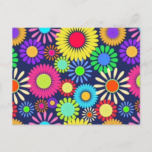 Retro Daisy Flower Sixties Surface Pattern Briefkaart (Voorkant)