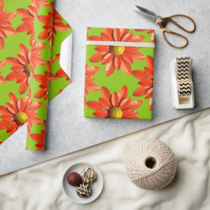 Retro Daisy Flower Spring Summer Garden Weddenscha Cadeaupapier