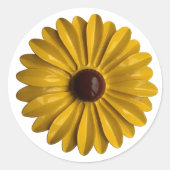 Retro Daisy Flower Spring Summer Garden Weddenscha Ronde Sticker (Voorkant)
