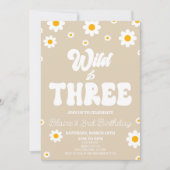 Retro Daisy Flower Wild & Drie 3e Verjaardagsfeest Kaart (Voorkant)