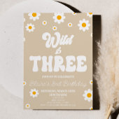 Retro Daisy Flower Wild & Drie 3e Verjaardagsfeest Kaart