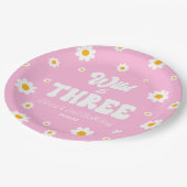 Retro Daisy Flower Wild & Drie 3e Verjaardagsfeest Papieren Bordje (Gekanteld)