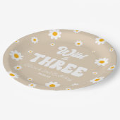 Retro Daisy Flower Wild & Drie 3e Verjaardagsfeest Papieren Bordje (Gekanteld)