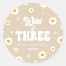 Retro Daisy Flower Wild & Drie 3e Verjaardagsfeest