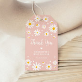 Retro Daisy Flowers Blush Roze Baby shower Cadeaulabel