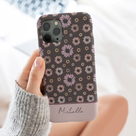 Retro Daisy Flowers, gepersonaliseerd met de naam  Case-Mate iPhone Case