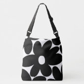Retro Daisy Flowers in Black & White #1 #floral Crossbody Tas (Voorkant)