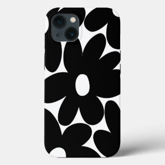 Retro Daisy Flowers in Black & White #1 #floral iPhone 13 Hoesje