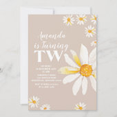 Retro Daisy Flowers Second Birthday Party Kaart (Voorkant)