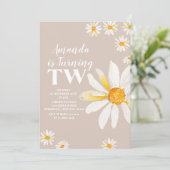 Retro Daisy Flowers Second Birthday Party Kaart (Staand voorkant)