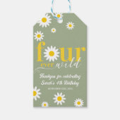Retro Daisy Four Ever Wild Sage Green 4e verjaarda Cadeaulabel (Voorkant)