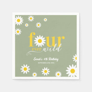 Retro Daisy Four Ever Wild Sage Green 4e verjaarda Servet