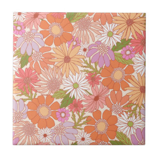 Retro Daisy Garden Tegeltje