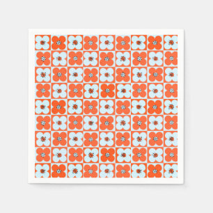 Retro Daisy Gecontroleerd Oranje Papier servet