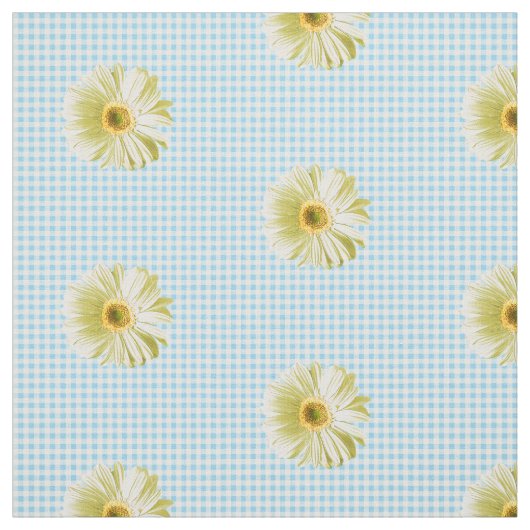 Retro Daisy Gingham Pattern Stof (Swatch)