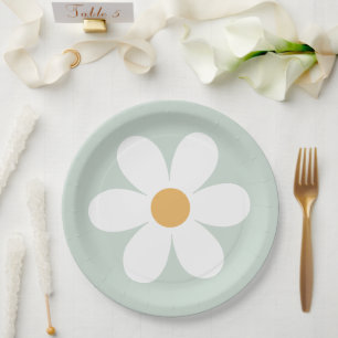 Retro daisy green boho paper borden papieren bordje