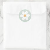 Retro daisy green boho paper borden ronde sticker (Tas)