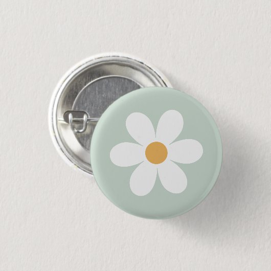Retro daisy green boho ronde button 3,2 cm (Voorkant /achterkant)