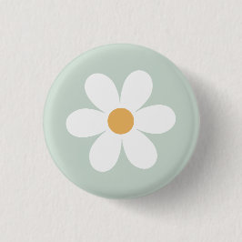 Retro daisy green boho ronde button 3,2 cm