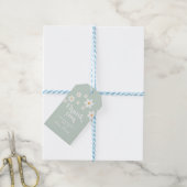 Retro Daisy groene boho bedank cadeau labels Cadeaulabel (Met Touw)