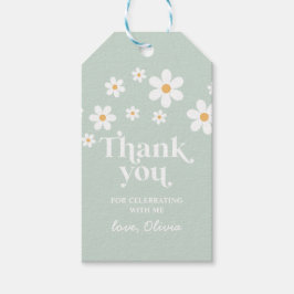Retro Daisy groene boho bedank cadeau labels Cadeaulabel