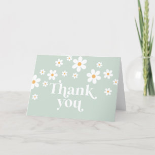Retro Daisy groene boho dankkaart Bedankkaart
