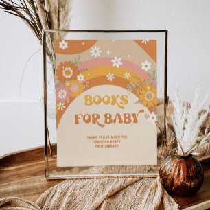 Retro daisy groovy Books voor baby Poster