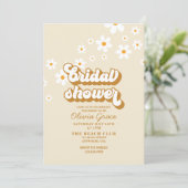 Retro Daisy Groovy bruiloft uitnodiging (Staand voorkant)