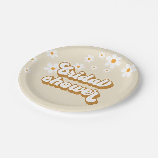 Retro Daisy Groovy bruiloftsfeest Papieren Bordje (Gekanteld)