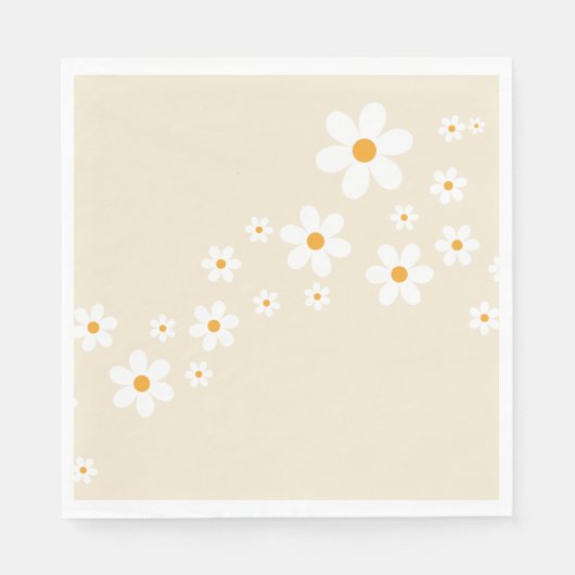 Retro Daisy Groovy bruiloftsshower servetten (Voorkant)